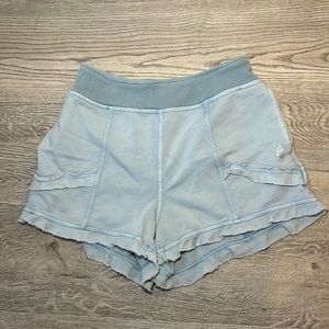 Free People Movement Small Blue Terry Cloth High Waisted Shorts